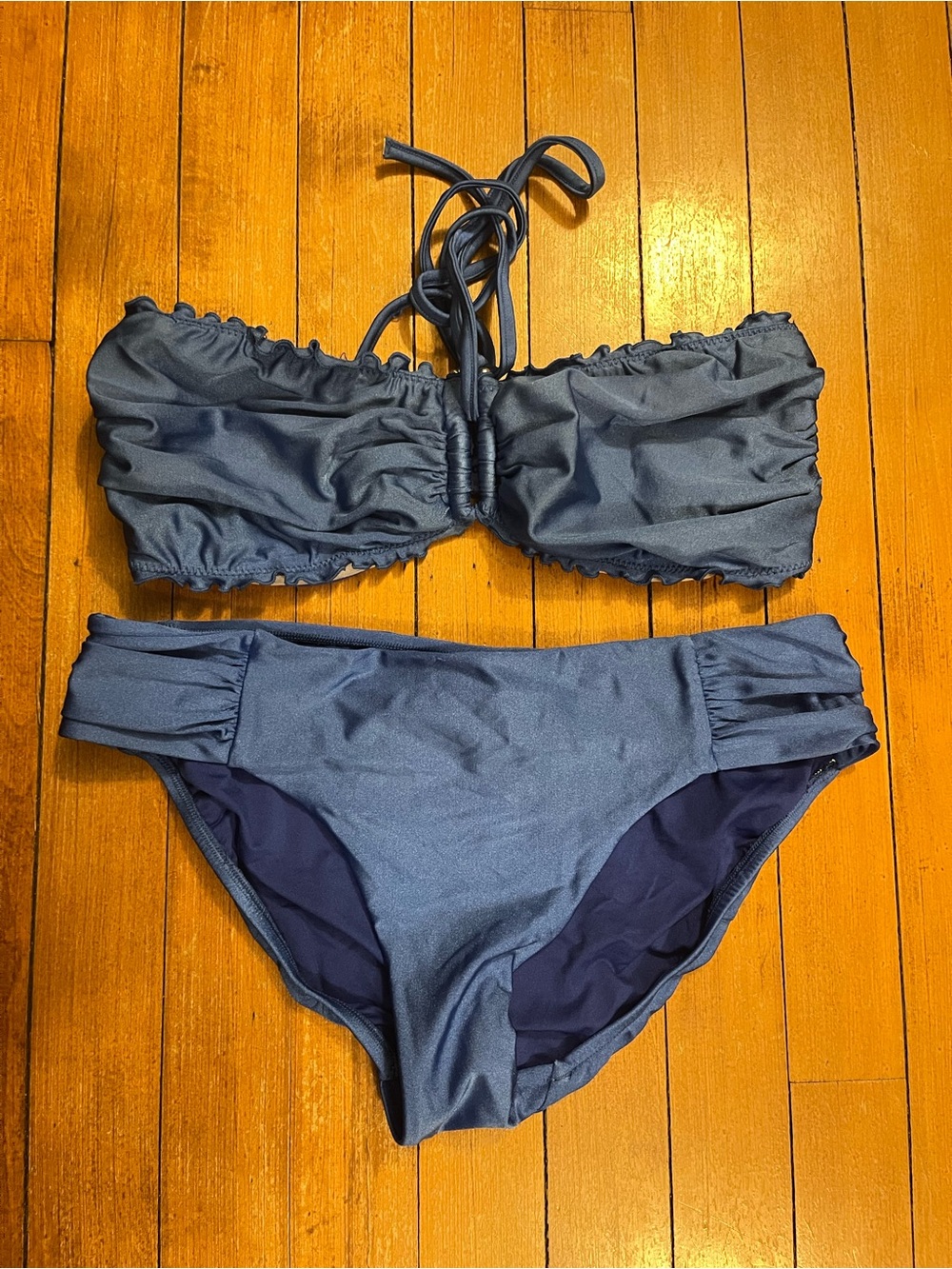 Seafolly Womens Blue Bandeau Bikini Set - Classic Two-Piece Swimwear